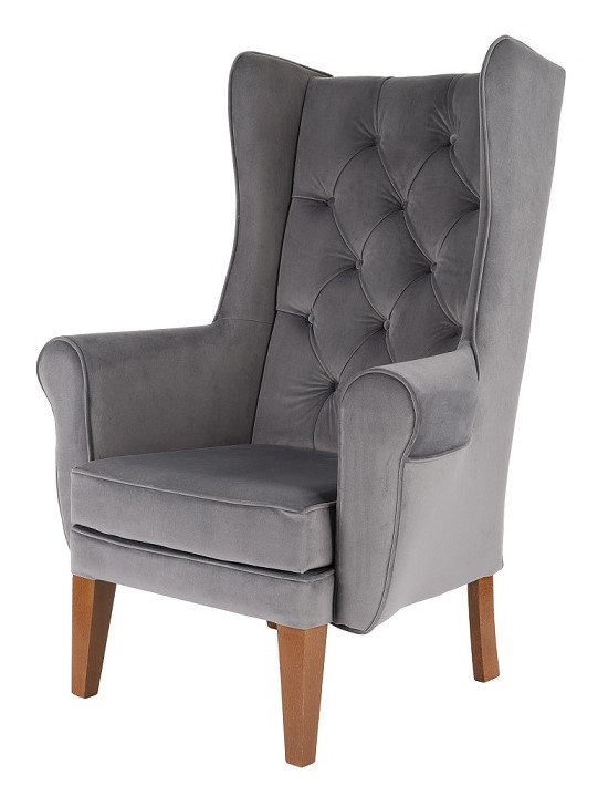 Zestaw: fotel Uszak Chesterfield + pufa Uszak
