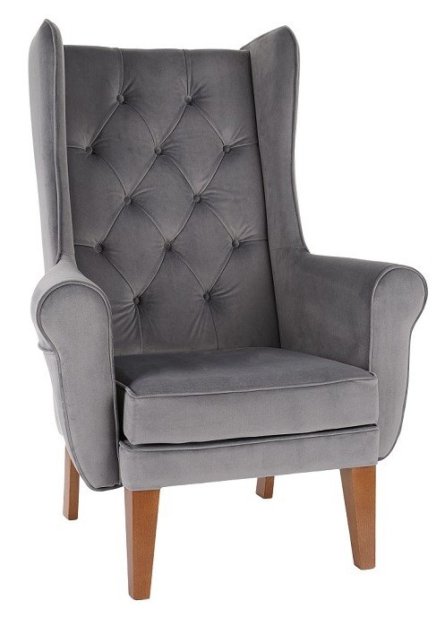 Zestaw: fotel Uszak Chesterfield + pufa Uszak
