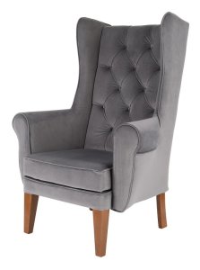 Zestaw: fotel Uszak Chesterfield + pufa Uszak