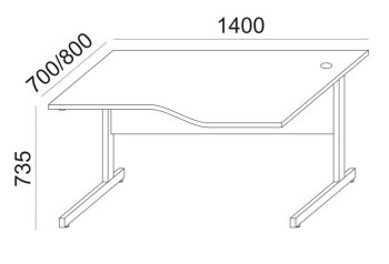 Biurko Sove SV-27, 140x70/80 cm