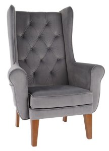 Zestaw: fotel Uszak Chesterfield + pufa Uszak
